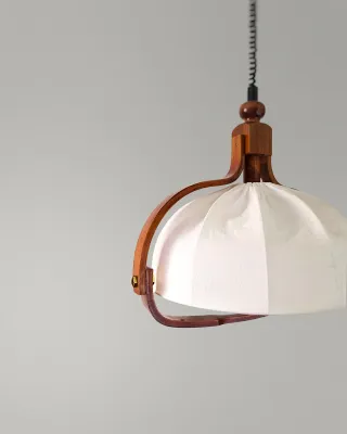 Lámpara Mid Century diseño Danés Madera y Tela