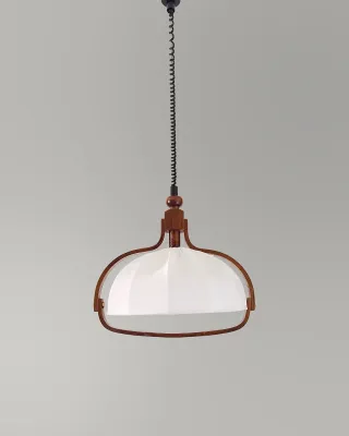 Lámpara Mid Century diseño Danés Madera y Tela