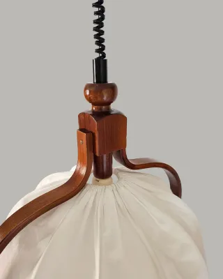 Lámpara Mid Century diseño Danés Madera y Tela