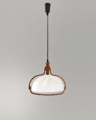 Lámpara Mid Century diseño Danés Madera y Tela