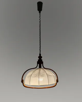 Lámpara Mid Century diseño Danés Madera y Tela