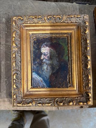 antiguo oleo sobre tableta fin XIX i XX