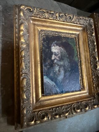 antiguo oleo sobre tableta fin XIX i XX