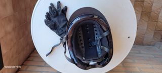 Casco y Guantes Equitación Niño Talla S