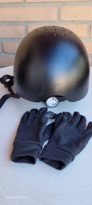 Casco y Guantes Equitación Niño Talla S