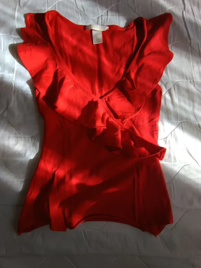 Top H&M Naranja Volantes