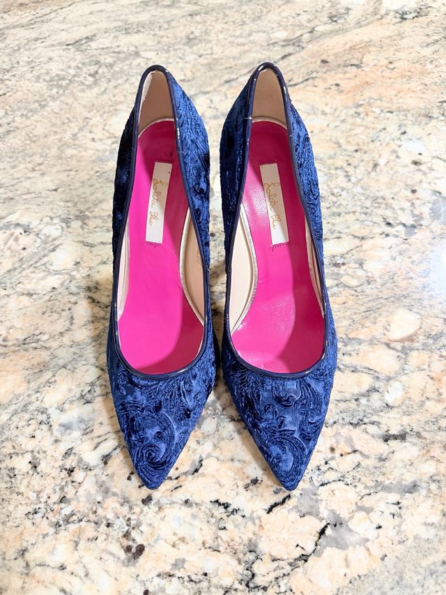 Zapatos Lolita Blu Azul Terciopelo