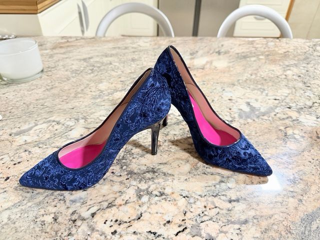 Zapatos Lolita Blu Azul Terciopelo