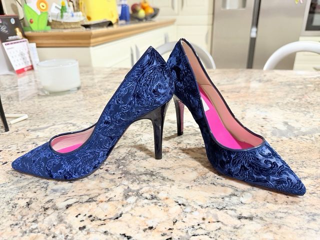 Zapatos Lolita Blu Azul Terciopelo