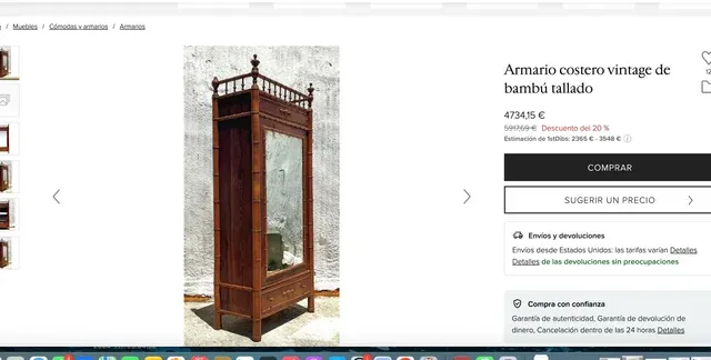 Armadio francese in stile bambù del XIX secolo