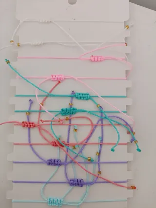 Pulsera Bolas Tortuga Dorada y Rosa