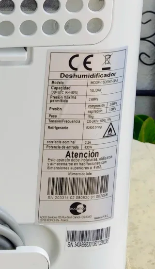 Deshumidificador 16L