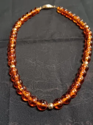 Collana vintage perle arancioni e oro