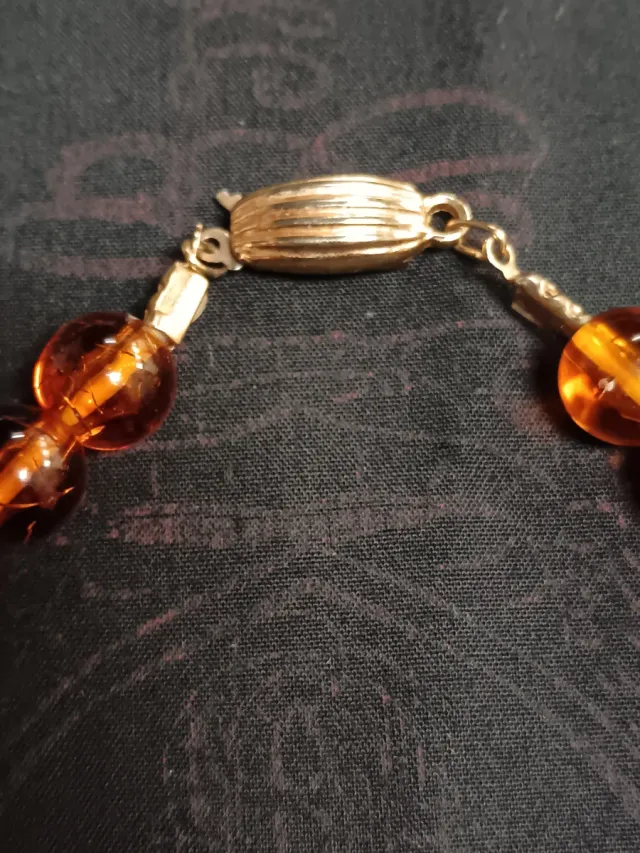 Collana vintage perle arancioni e oro