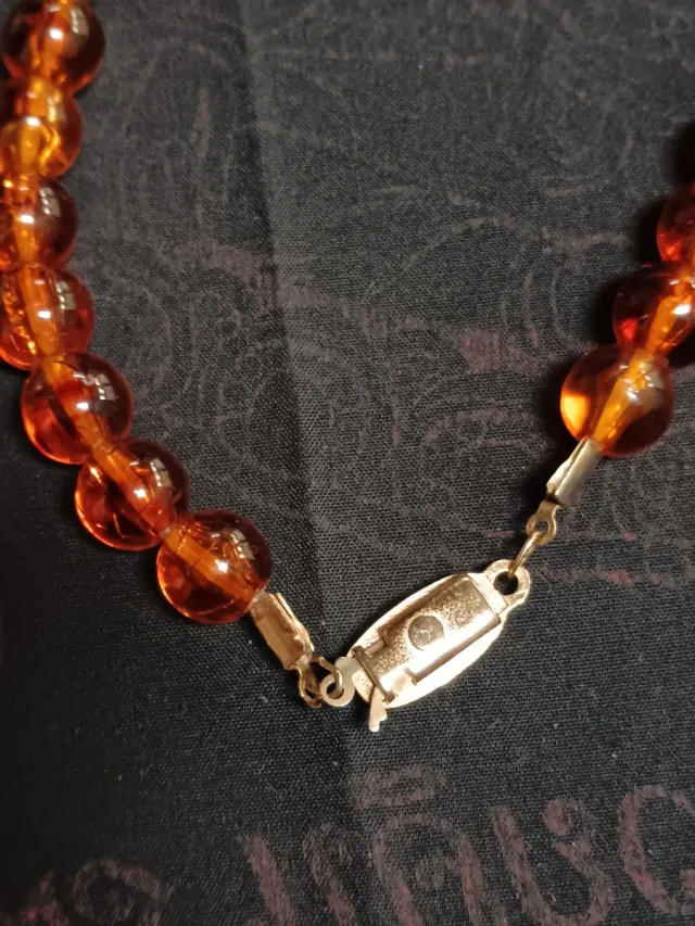 Collana vintage perle arancioni e oro