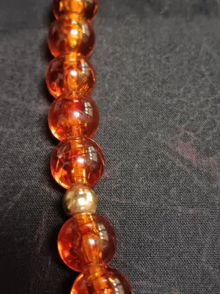 Collana vintage perle arancioni e oro