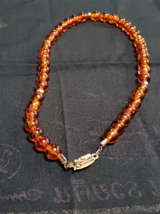 Collana vintage perle arancioni e oro