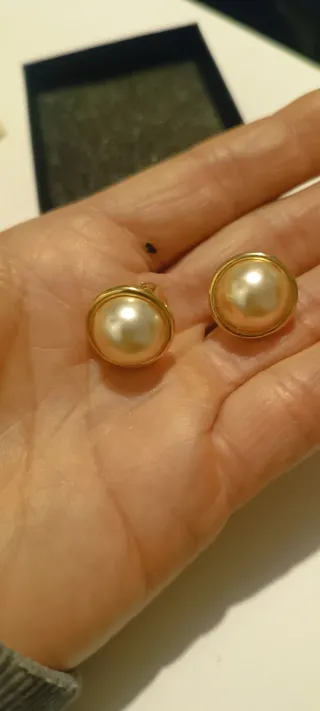 Pendientes vintage media perla chapado oro
