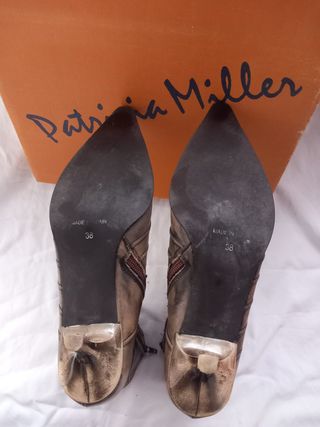 Botines vintage piel camel/verdoso