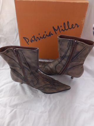 Botines vintage piel camel/verdoso