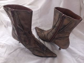 Botines vintage piel camel/verdoso