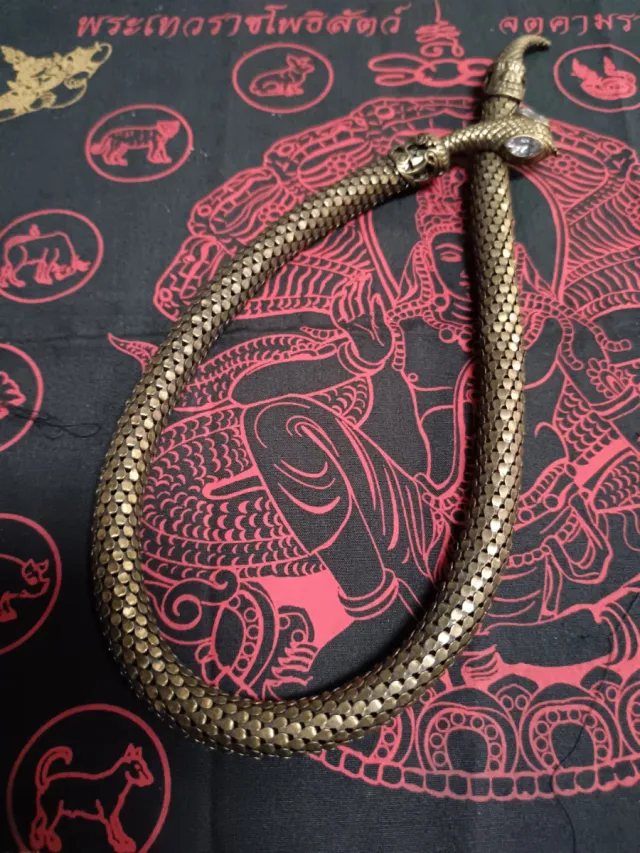 Collana etnica serpente dorata con pietre 54cm