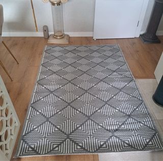 Alfombra Exterior Gris y Blanca