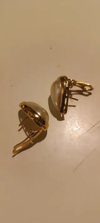 Pendientes vintage lágrima perla chapado oro 18 KT