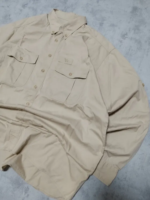 Camisa Camel Manga Larga Beige Estilo Outdoor