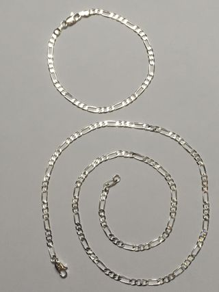 conjunto de cadena con pulsera plata unisex