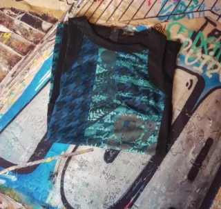 Vestido estampado patchwork talla M