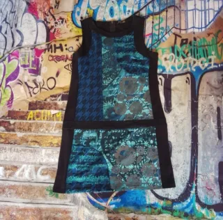 Vestido estampado patchwork talla M