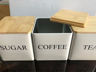Set di 3 contenitori per caffè, zucchero e the