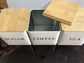 Set di 3 contenitori per caffè, zucchero e the