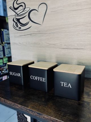 Set di 3 contenitori per caffè, zucchero e the