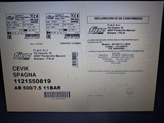 Compresor Aire CEVIK 7.5cv 500L. 11 kg presión