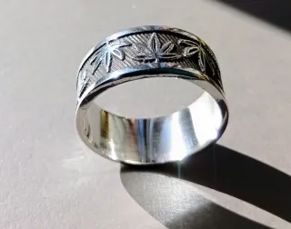 Anillo Plata 925 Taxco Hojas Marihuana Hombre 9 g