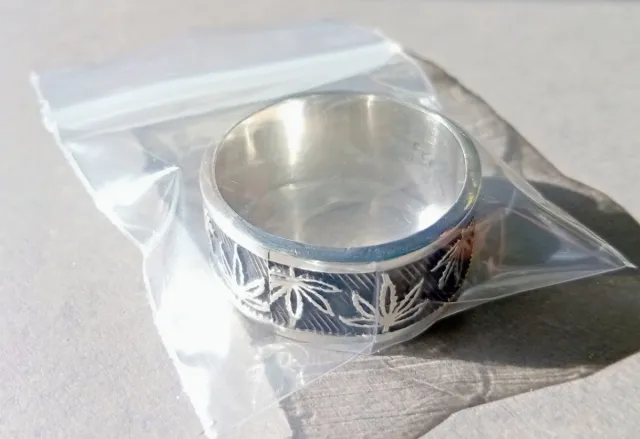 Anillo Plata 925 Taxco Hojas Marihuana Hombre 9 g