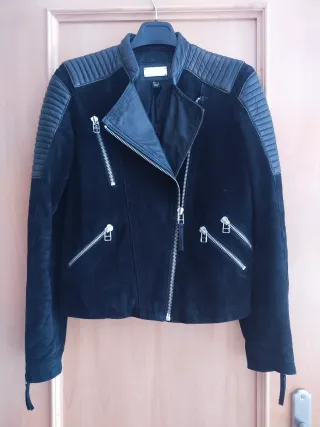 Cazadora Piel Negra Mango