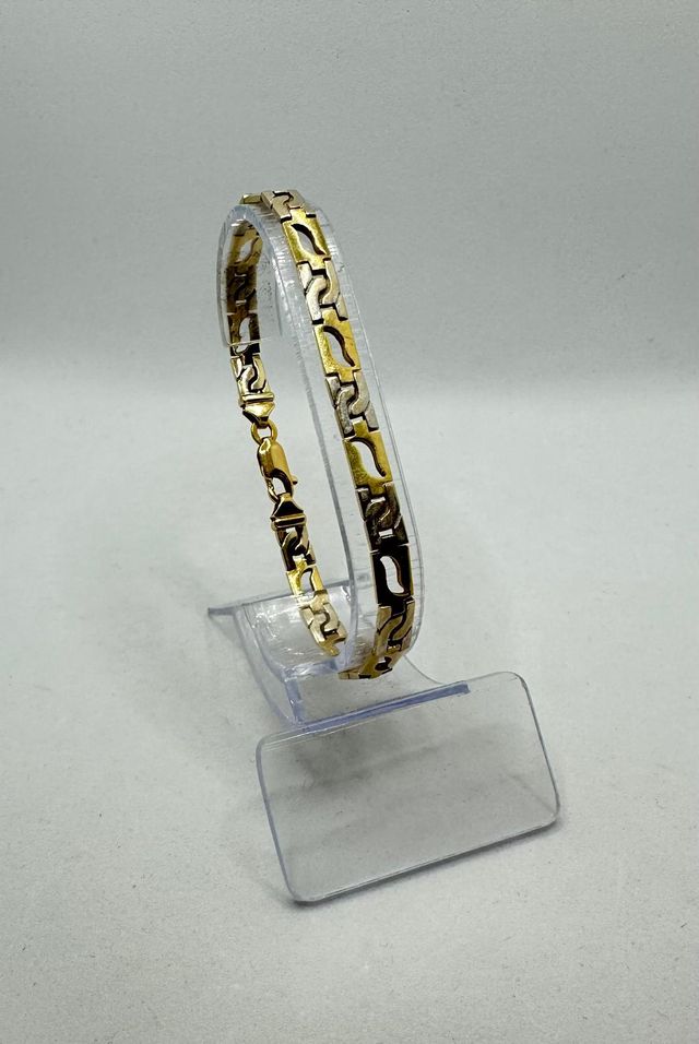 Pulsera Diseño de oro combinado 18k, 13.86g, 18cm.