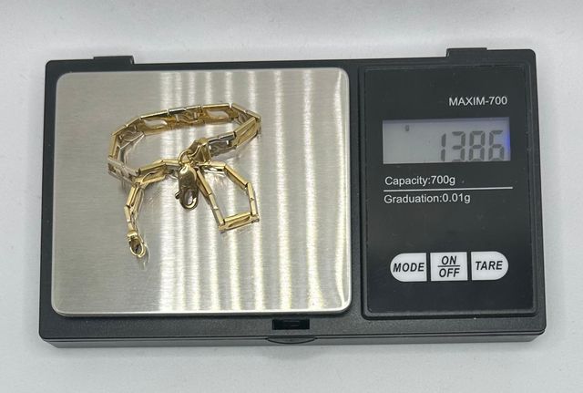 Pulsera Diseño de oro combinado 18k, 13.86g, 18cm.