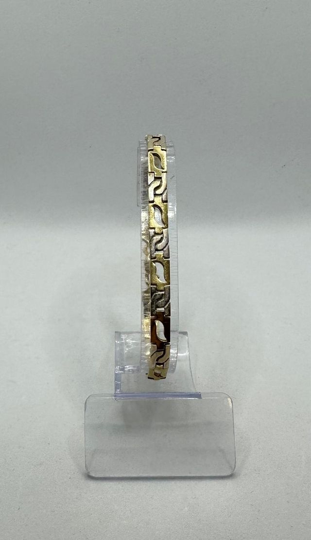 Pulsera Diseño de oro combinado 18k, 13.86g, 18cm.