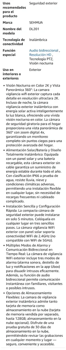 2 Cámaras Vigilancia Solar WiFi 2K 360°