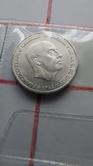 50 céntimos 1966 *68 variante giro de reverso.