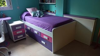 CAMA NIDO CON MESILLA Y ESTANTERIA INFANTIL JUVENI