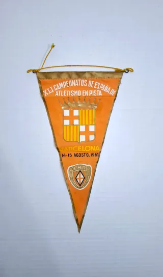 Banderín 1961 Barcelona Atletismo Antiguo