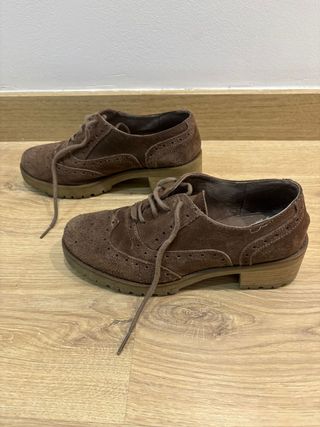 Zapatos Oxford Serraje Marrón Talla 37