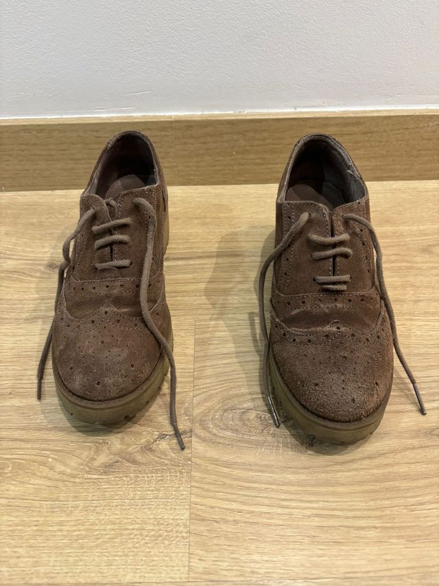 Zapatos Oxford Serraje Marrón Talla 37