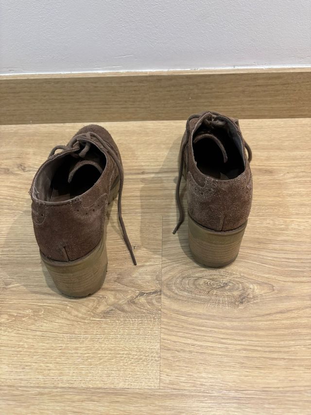 Zapatos Oxford Serraje Marrón Talla 37