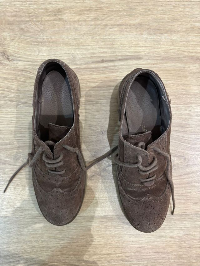 Zapatos Oxford Serraje Marrón Talla 37